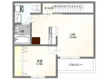 RAFFLES(1LDK/3階)の間取り写真