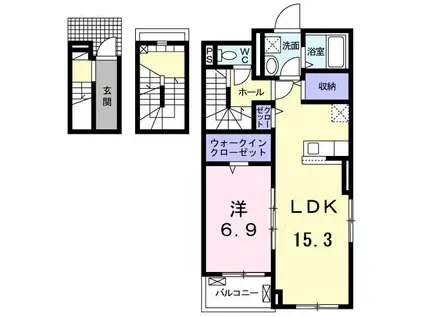 ラ サクラーレI(1LDK/3階)の間取り写真