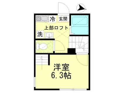 グランドゥール横浜(1K/2階)の間取り写真