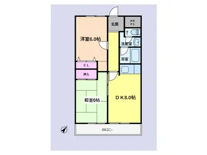 YKMハウス(2DK/3階)の間取り写真