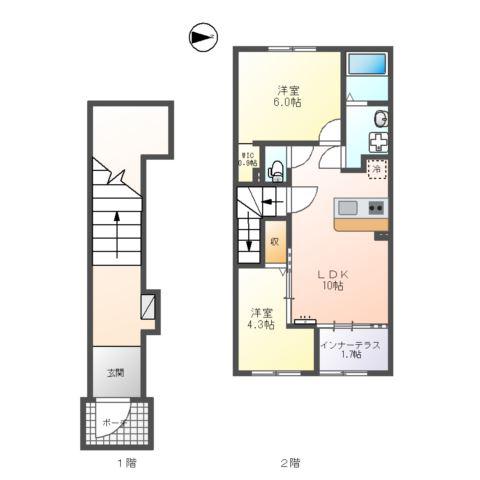 M`Sコート(2LDK/2階)の間取り写真