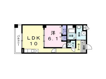 ヴィラ フォンテーヌ桂川(1LDK/3階)の間取り写真