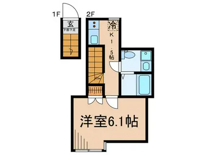 ステラ鵜の木(1K/2階)の間取り写真