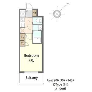 S-RESIDENCE堺ALTKLAS(1K/13階)の間取り写真