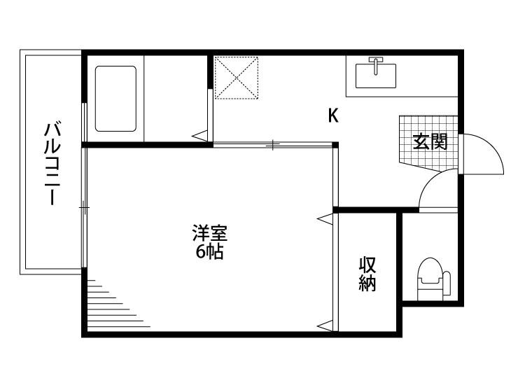 スカイパレス(1K/2階)の間取り写真