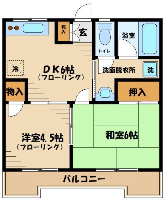 ルミエール本宿参番館(2DK/2階)の間取り写真