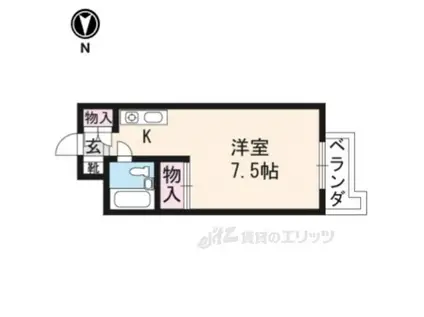 叡山電鉄叡山本線 茶山・京都芸術大学駅 徒歩2分 4階建 築42年(1K/1階)の間取り写真