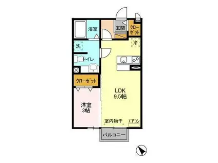 アメージングA(1LDK/2階)の間取り写真