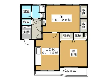 YSコートII(2DK/1階)の間取り写真