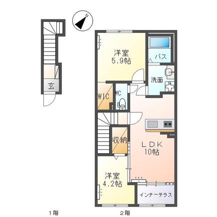 アンソレイユ26(2LDK/2階)の間取り写真
