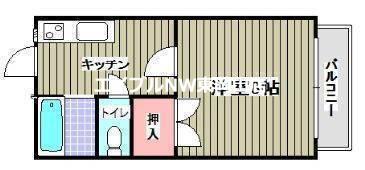 リオン西川原(1K/2階)の間取り写真