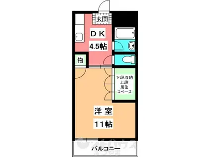 FELCA(1DK/4階)の間取り写真