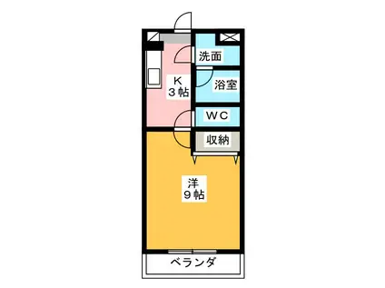 ウィステリアコート(1K/1階)の間取り写真