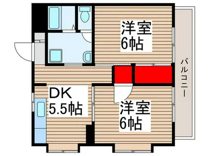 サンライズ小島(2DK/2階)の間取り写真
