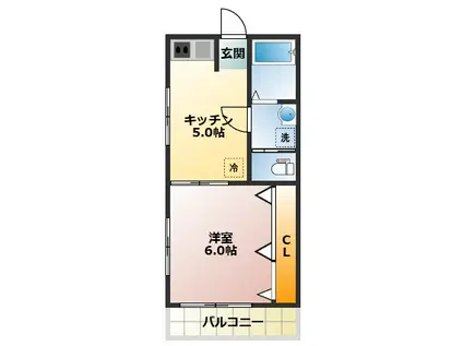 ドエル小竹向原II(1DK/2階)の間取り写真