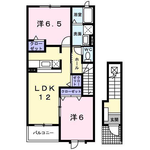 ユートピア ナミ(2LDK/2階)の間取り写真