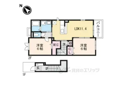 サンリット石部Ⅱ(2LDK/2階)の間取り写真