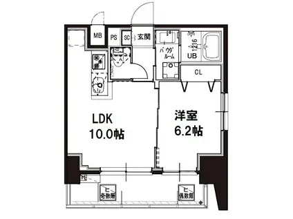 メゾンドアーク南大井(1LDK/10階)の間取り写真
