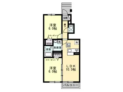 シャインフィールド(2LDK/1階)の間取り写真
