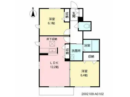 ボナール・K(2LDK/1階)の間取り写真