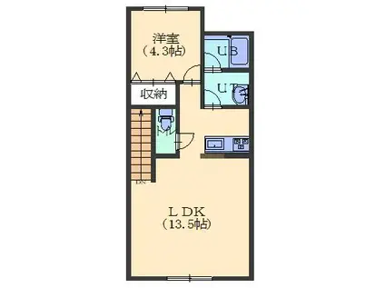 AIRIXII(1LDK/2階)の間取り写真