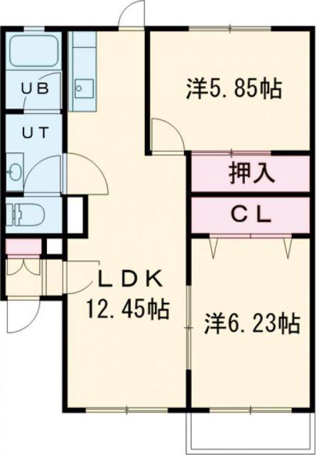 フォレストリーB館(2LDK/1階)の間取り写真