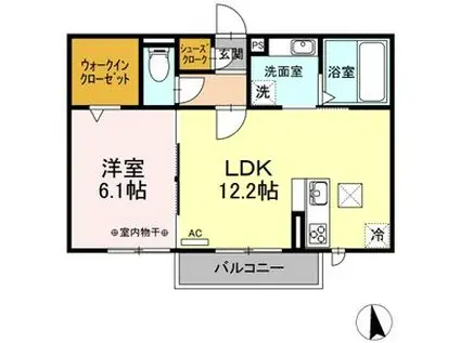 D-ROOM栄(1LDK/1階)の間取り写真