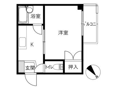 アースヴィレッジ小立野(1K/2階)の間取り写真