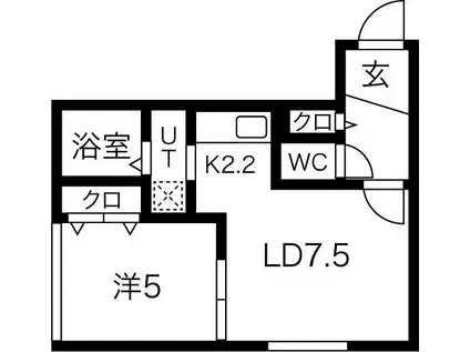 BENDICION南郷通(1LDK/2階)の間取り写真
