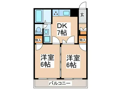 第二港ハイツ(2DK/2階)の間取り写真