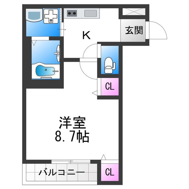 フジパレス今川公園東III番館(1K/1階)の間取り写真