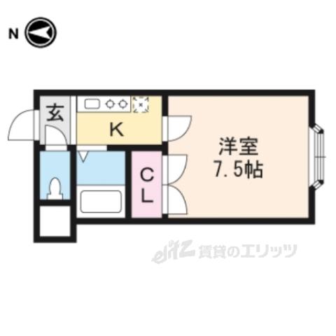 ピーコック(1K/1階)の間取り写真