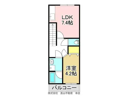 ジェニファーIII(1K/2階)の間取り写真