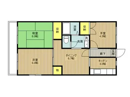 ロイヤルハイツ船堀(3DK/2階)の間取り写真