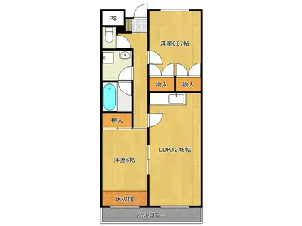 千波第一マンション(2LDK/5階)の間取り写真