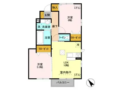 クラッシモ(2LDK/1階)の間取り写真