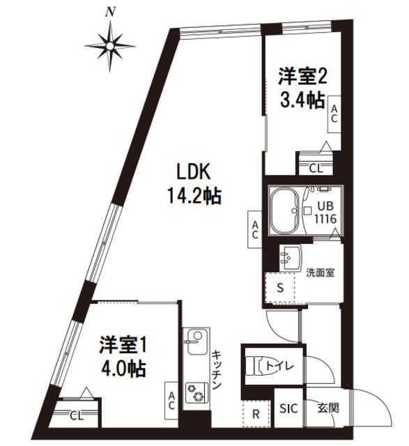 レピュア旗の台レジデンス(2LDK/4階)の間取り写真