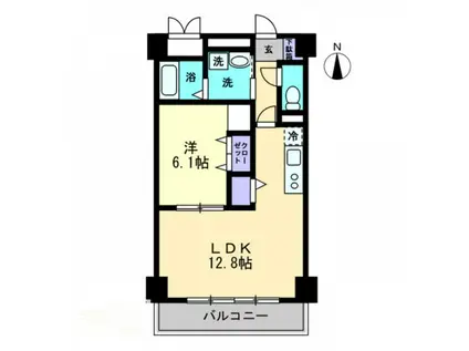 フィール上之町(1LDK/5階)の間取り写真