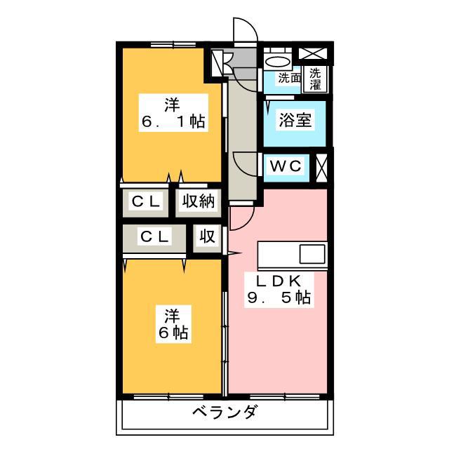 アスリート(2LDK/1階)の間取り写真