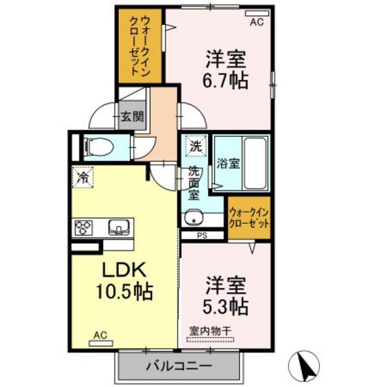 ARIETTA(2LDK/2階)の間取り写真