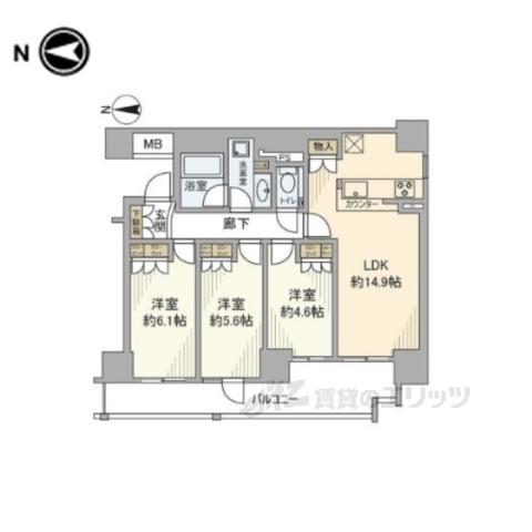 クラッシィハウス御池柳馬場(3LDK/7階)の間取り写真