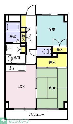 高砂ハイツ2(2LDK/4階)の間取り写真