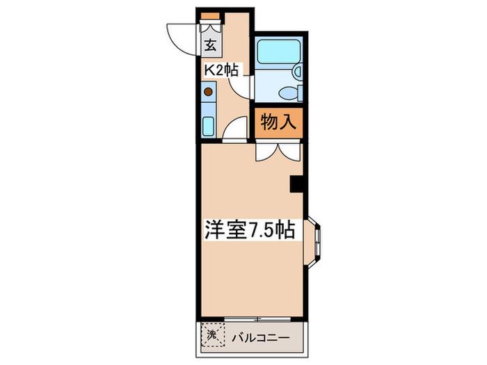 第2パティオ桔梗(1K/2階)の間取り写真