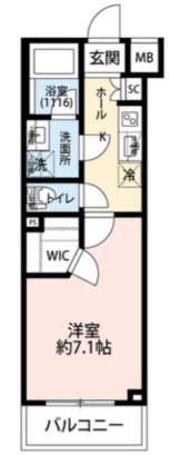 プレール・ドゥーク小竹向原(1K/1階)の間取り写真