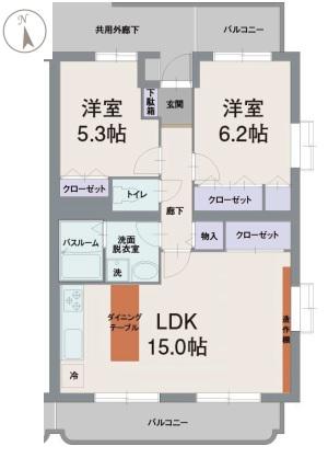 アウローラ桜堤(2LDK/4階)の間取り写真