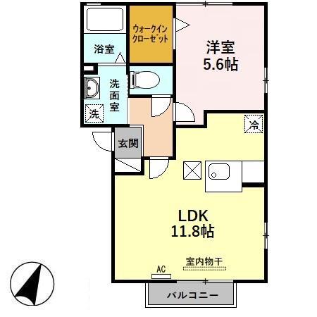 メゾン ヴェール(1LDK/2階)の間取り写真