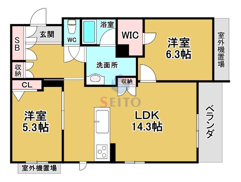 シャーメゾングランデ(2LDK/2階)の間取り写真