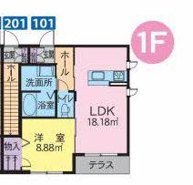 シャーメゾンフェスタ(1LDK/1階)の間取り写真