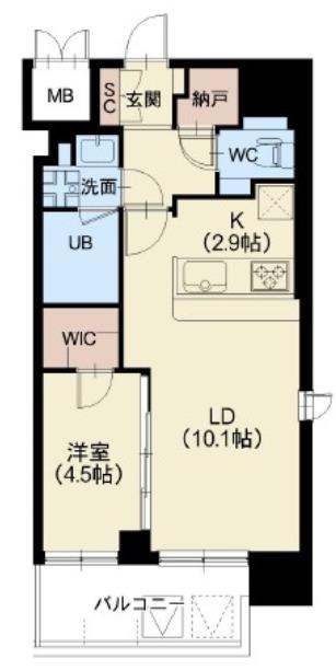 SPLENDIDE NAMBAIII(1LDK/13階)の間取り写真