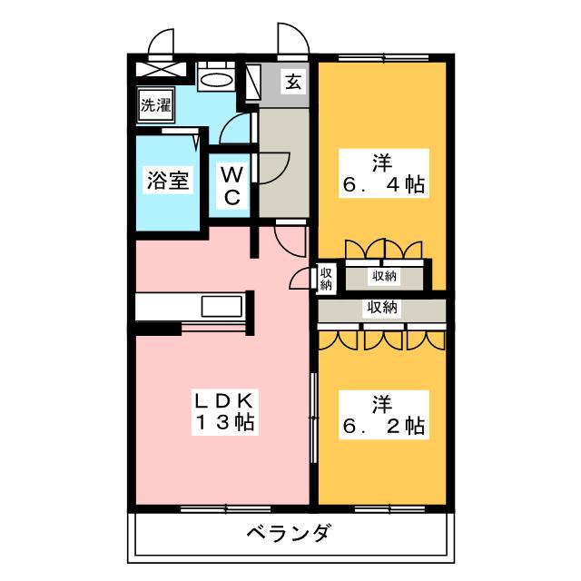 マルベリーヴィレッジノース(2LDK/1階)の間取り写真
